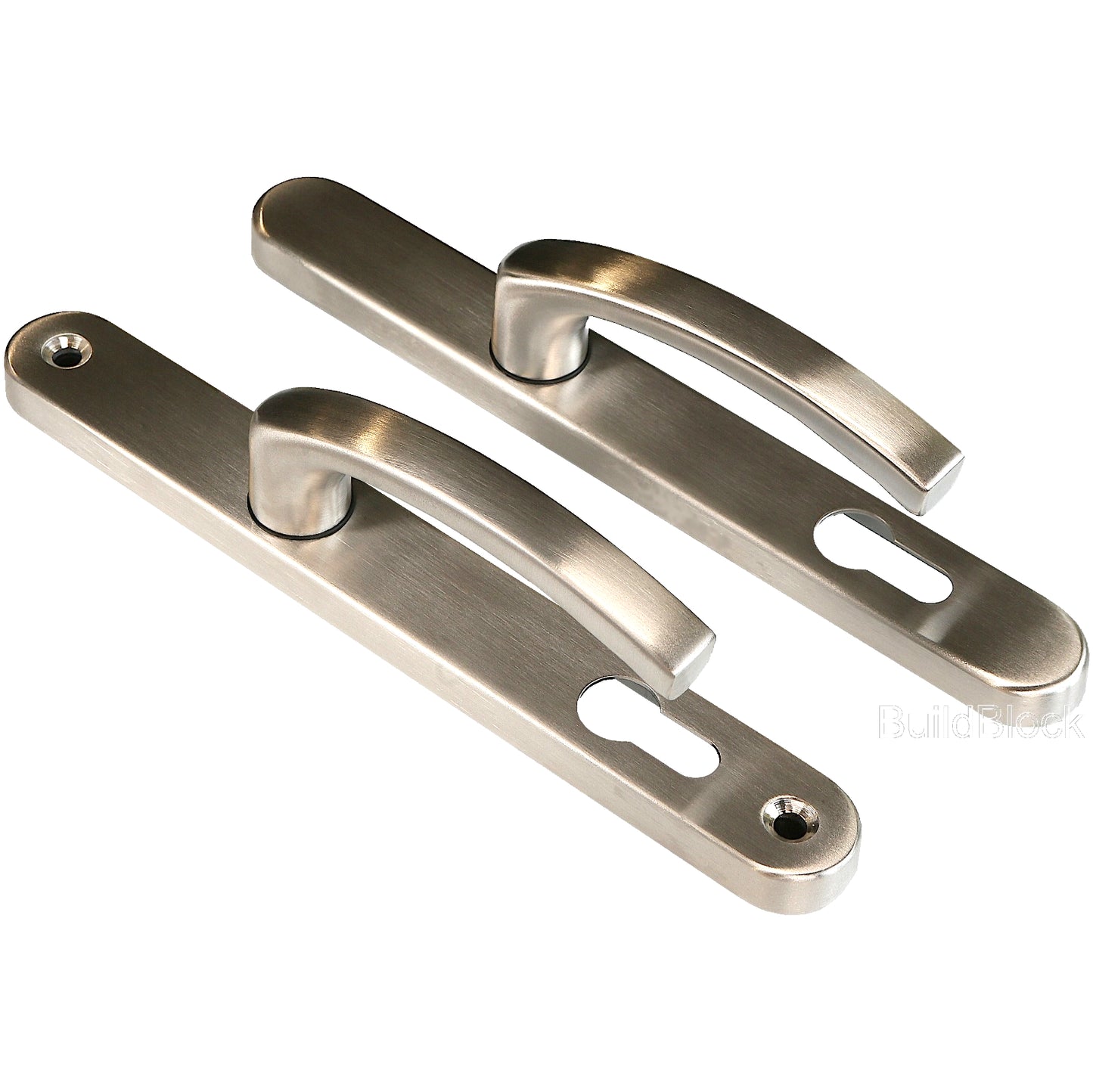 Brushed Stainless Steel Door Handle Set - Build Block Online Ltd