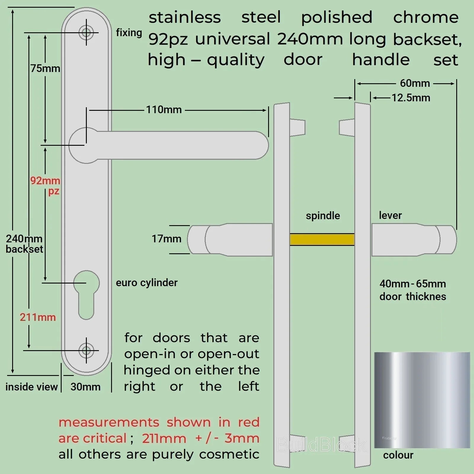 Polished Chrome Stainless Steel Door Handles - Build Block Online Ltd