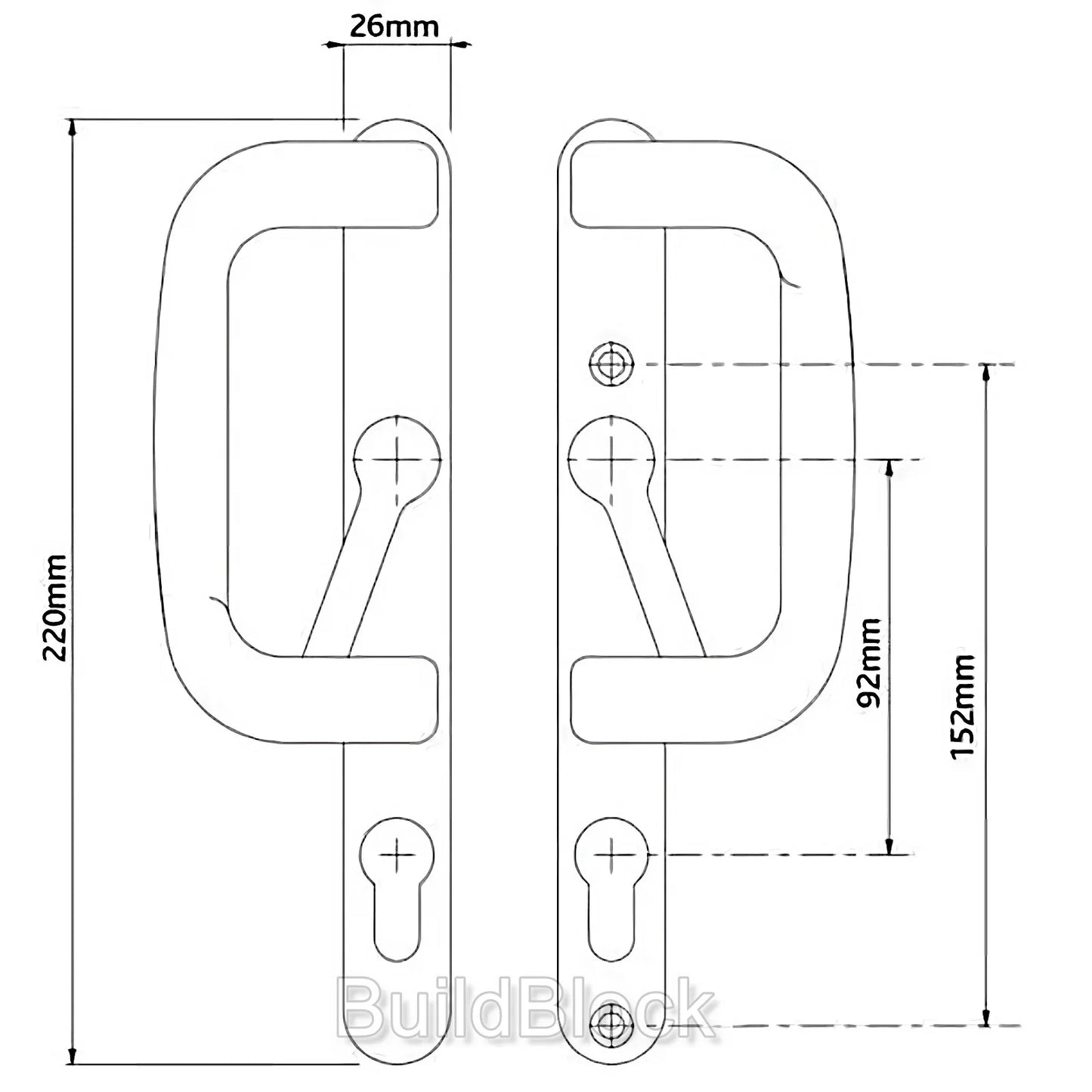 High Quality Sliding Patio Door Handle set - Build Block Online Ltd