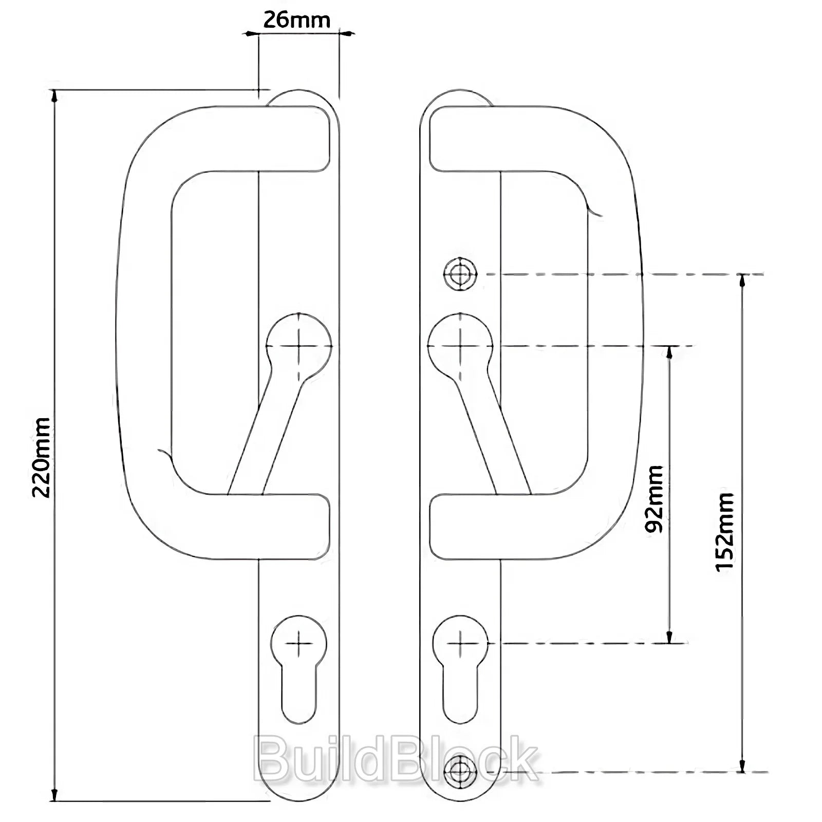 High Quality Sliding Patio Door Handle set - Build Block Online Ltd