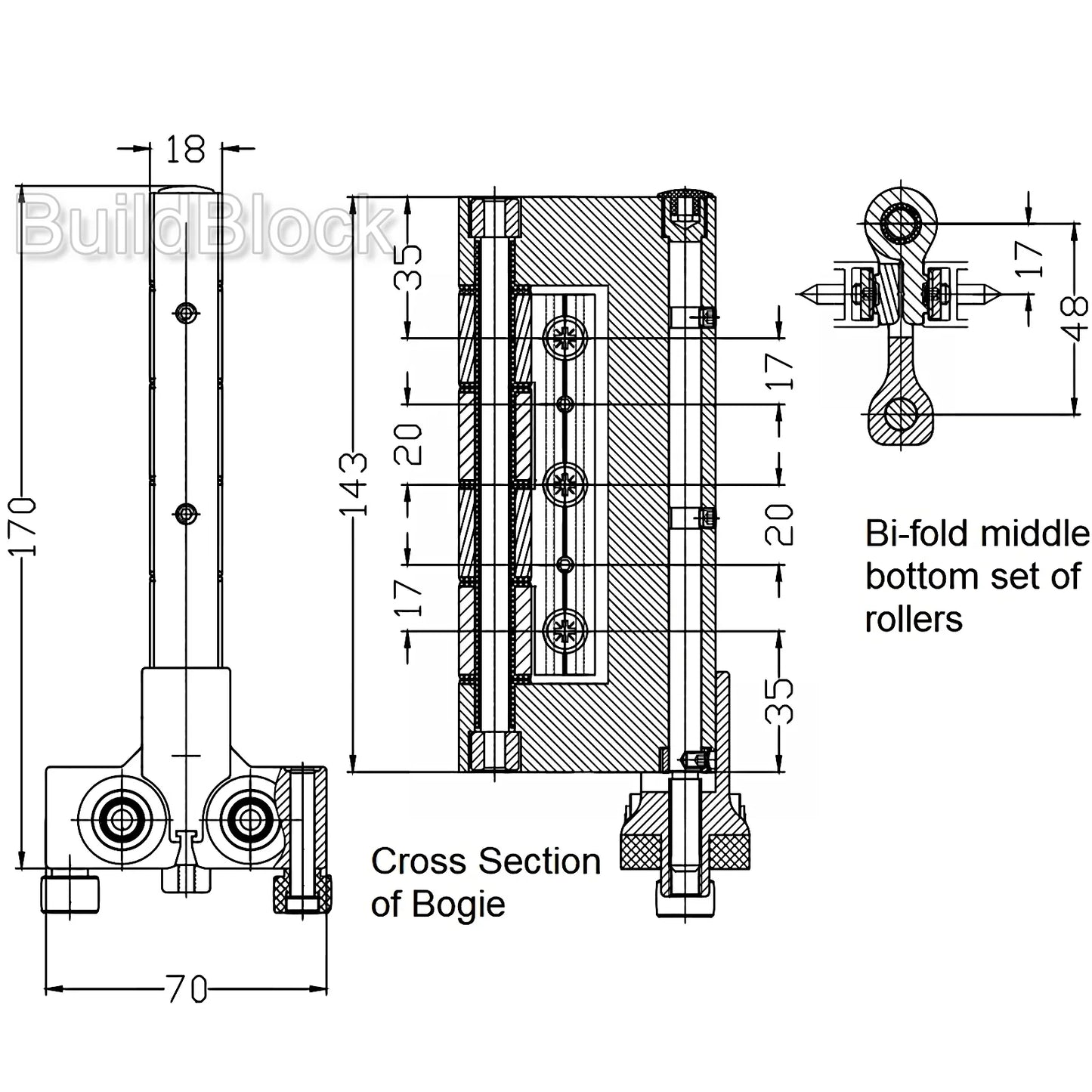 Bifold Bottom Rollers & Top Guide - Build Block Online Ltd