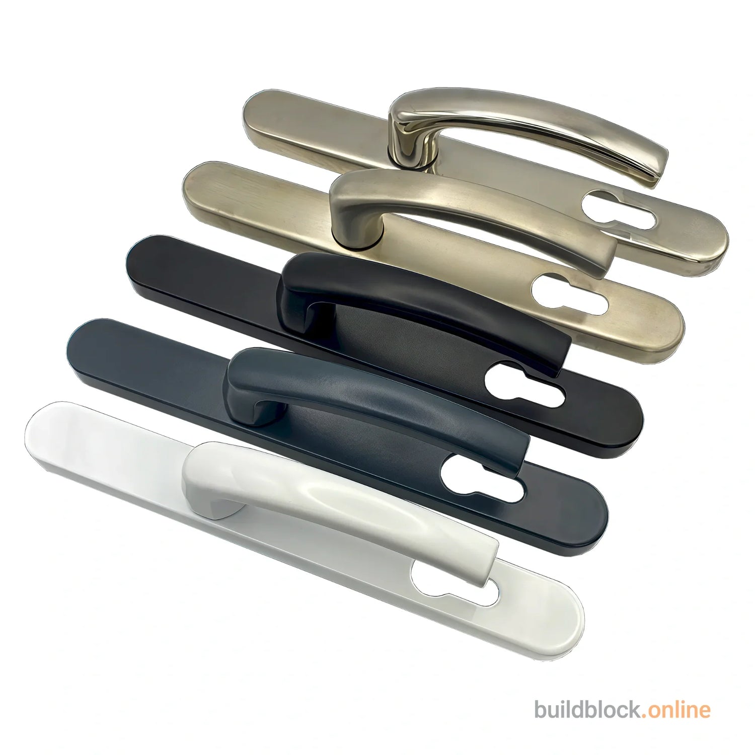 Lever Lever Door Handle - Chrome Satin Stainless Steel Black White Grey. www.buildblockonline.co.uk