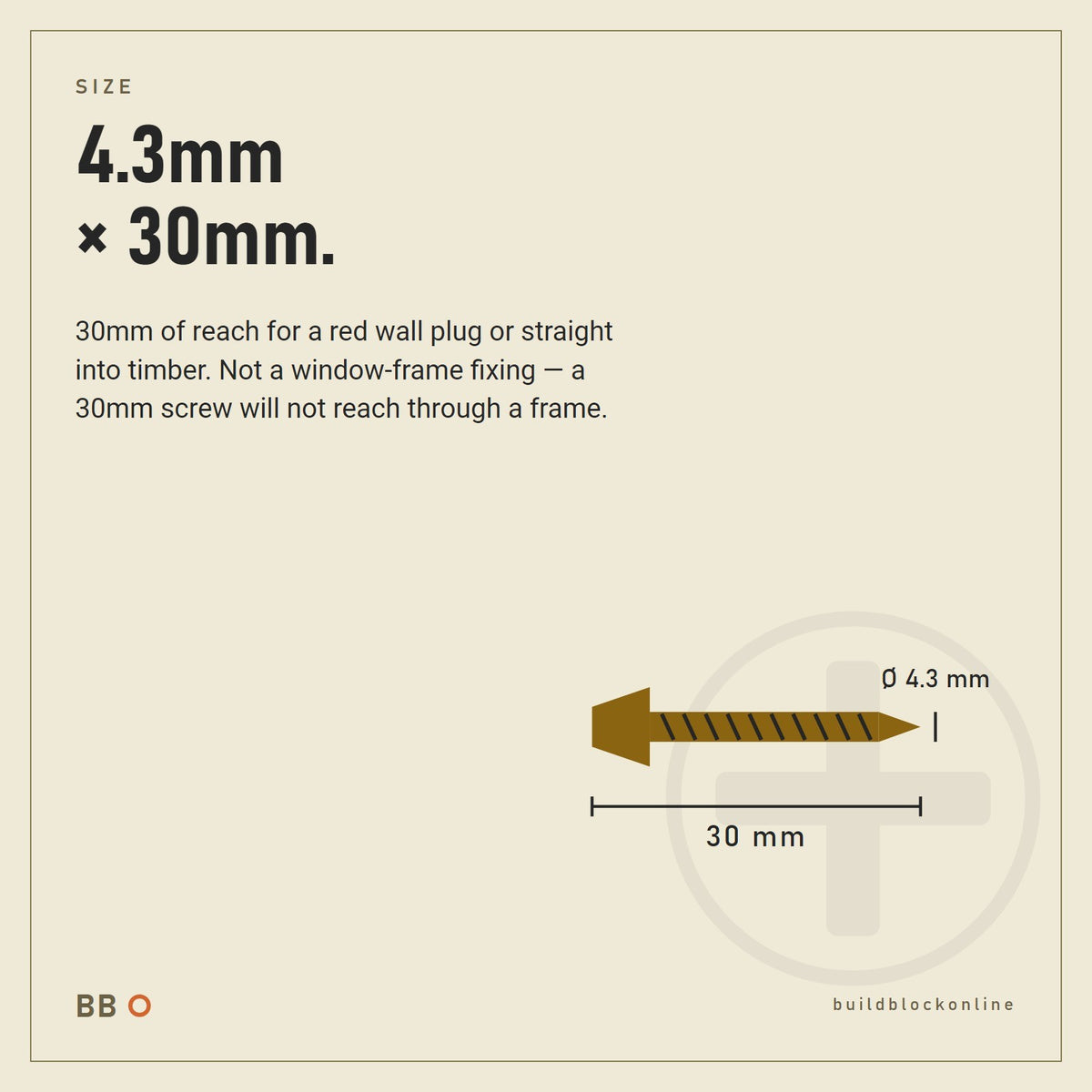 Zinc countersunk screw 4.3mm x 30mm