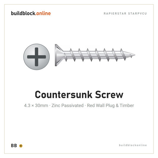 Zinc countersunk screw 4.3mm x 30mm