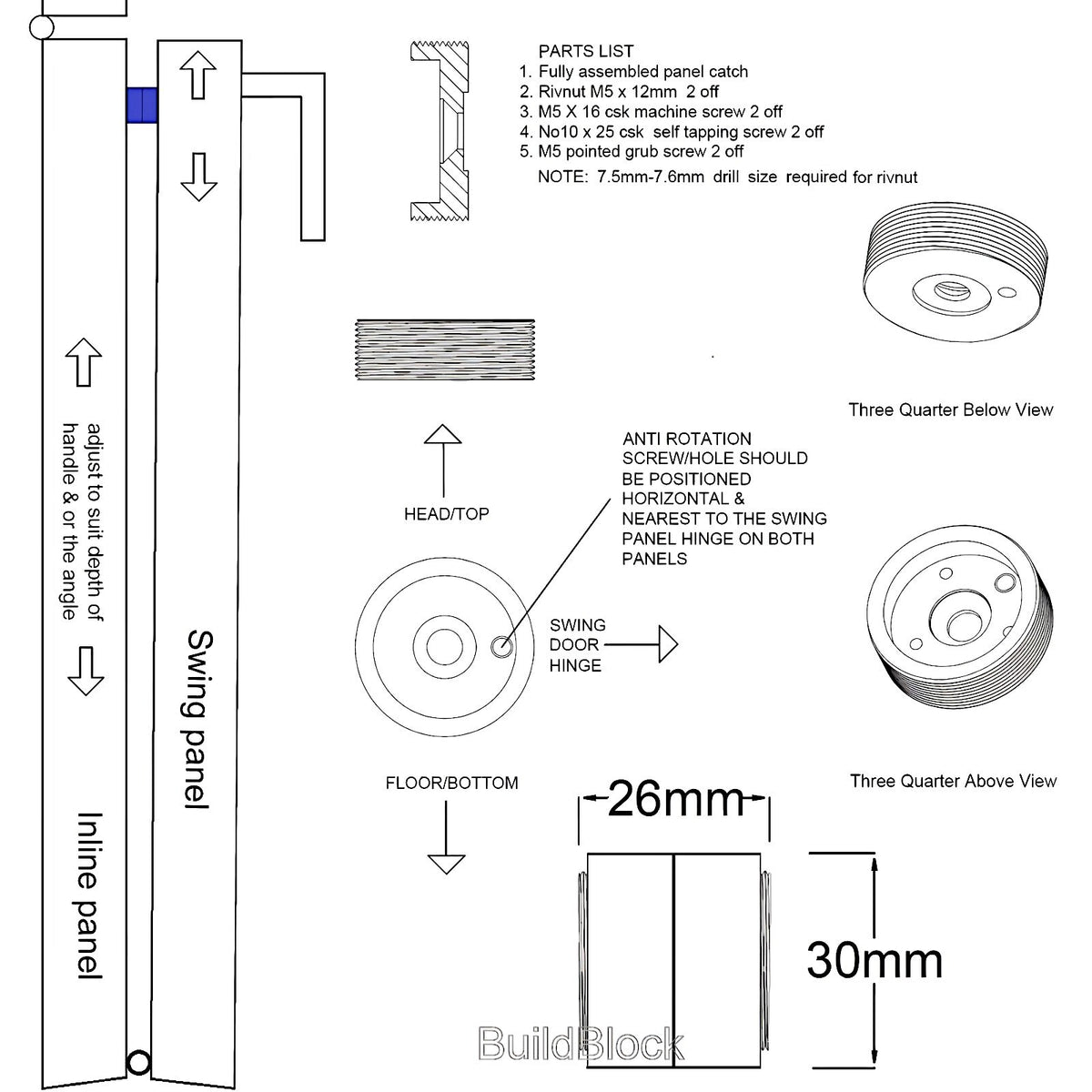Bifold door magnetic catch