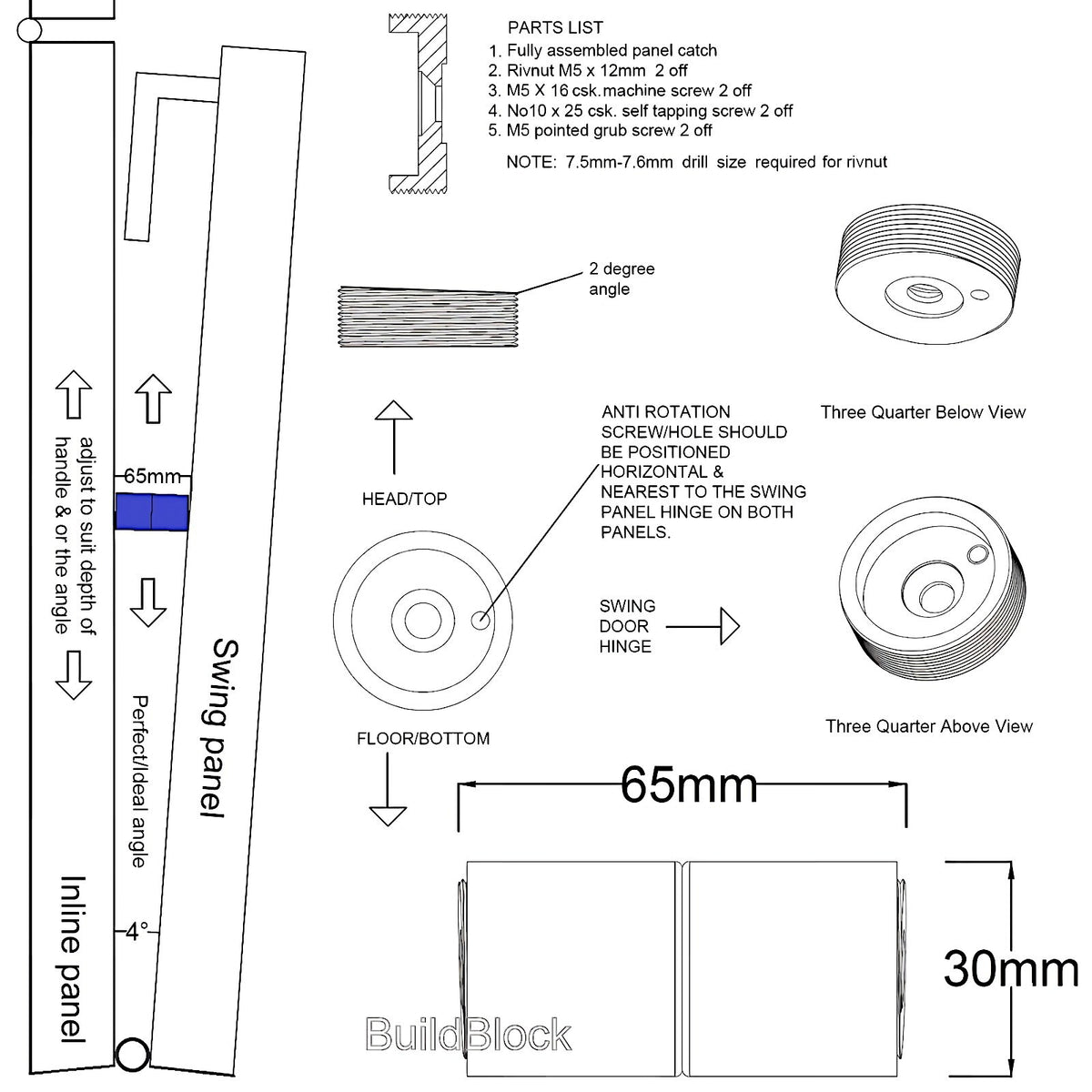 Bifold door magnetic catch