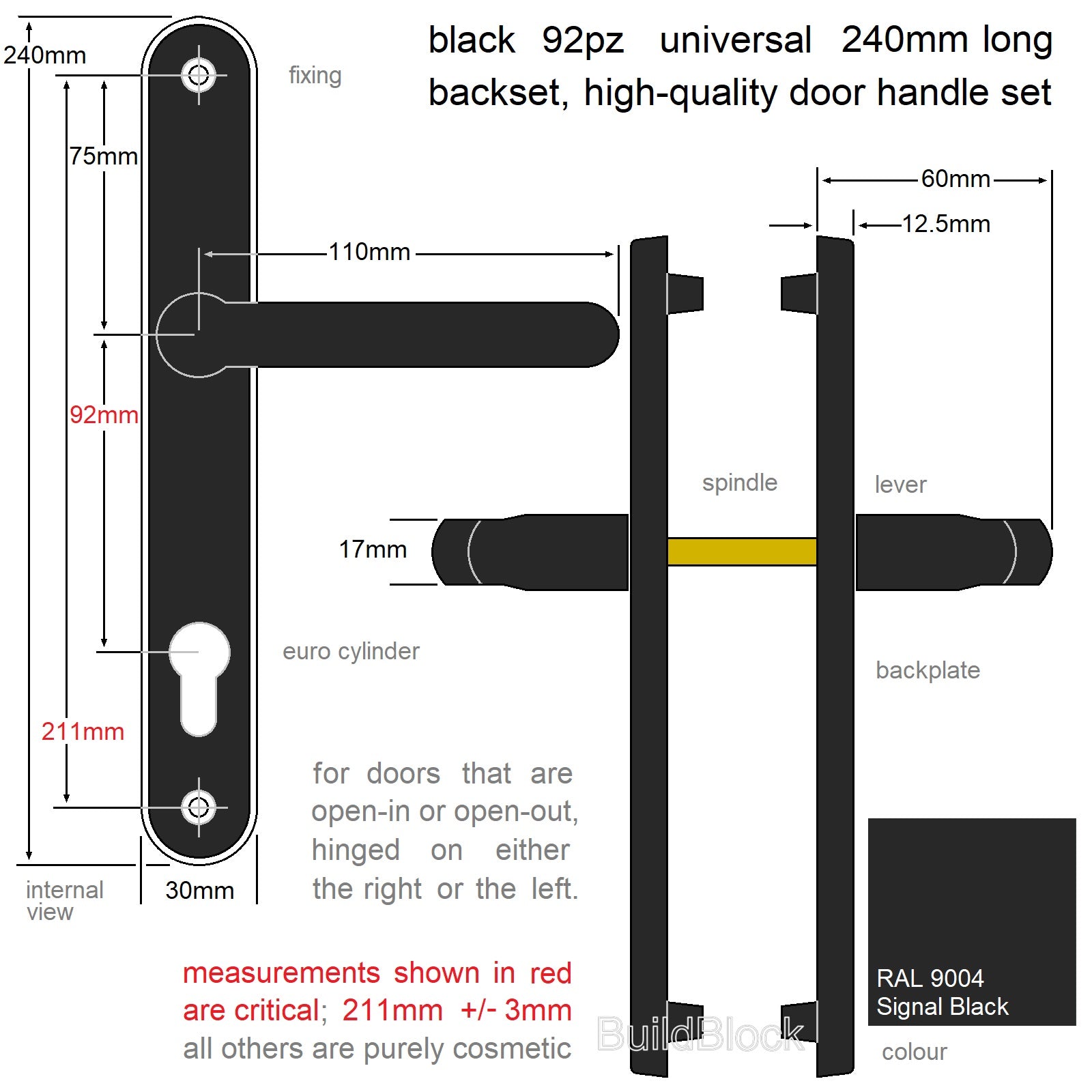 High Quality Black Sprung Door Handle set - Build Block Online Ltd