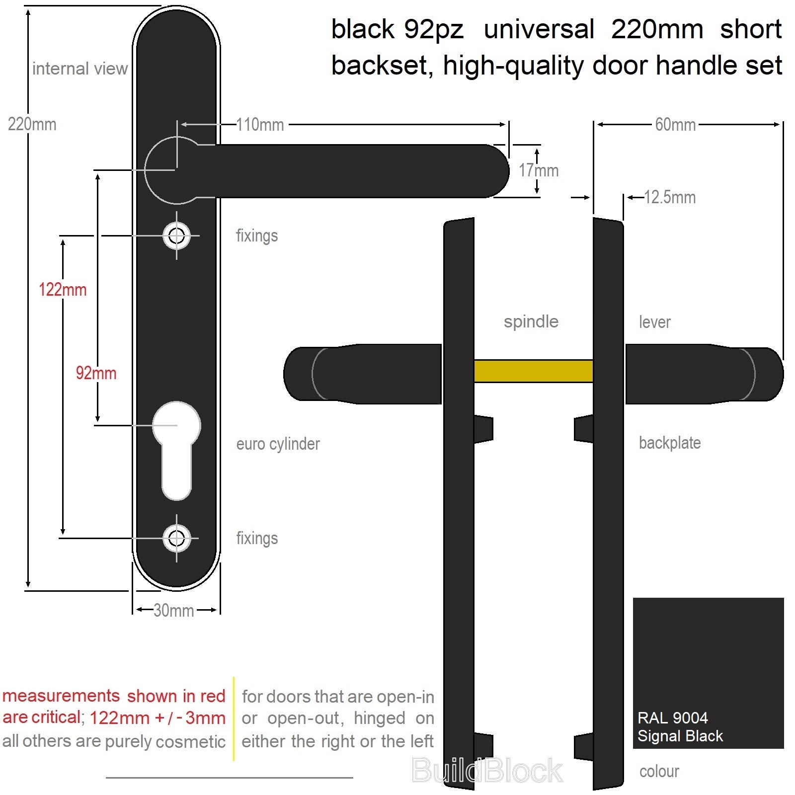 High Quality Black Sprung Door Handle set - Build Block Online Ltd