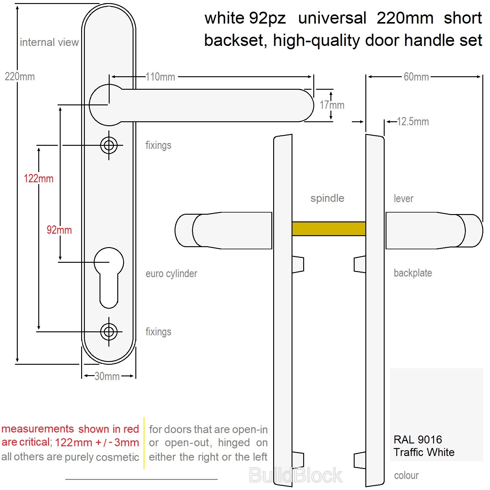 High Quality White Sprung Door Handle Set - Build Block Online Ltd