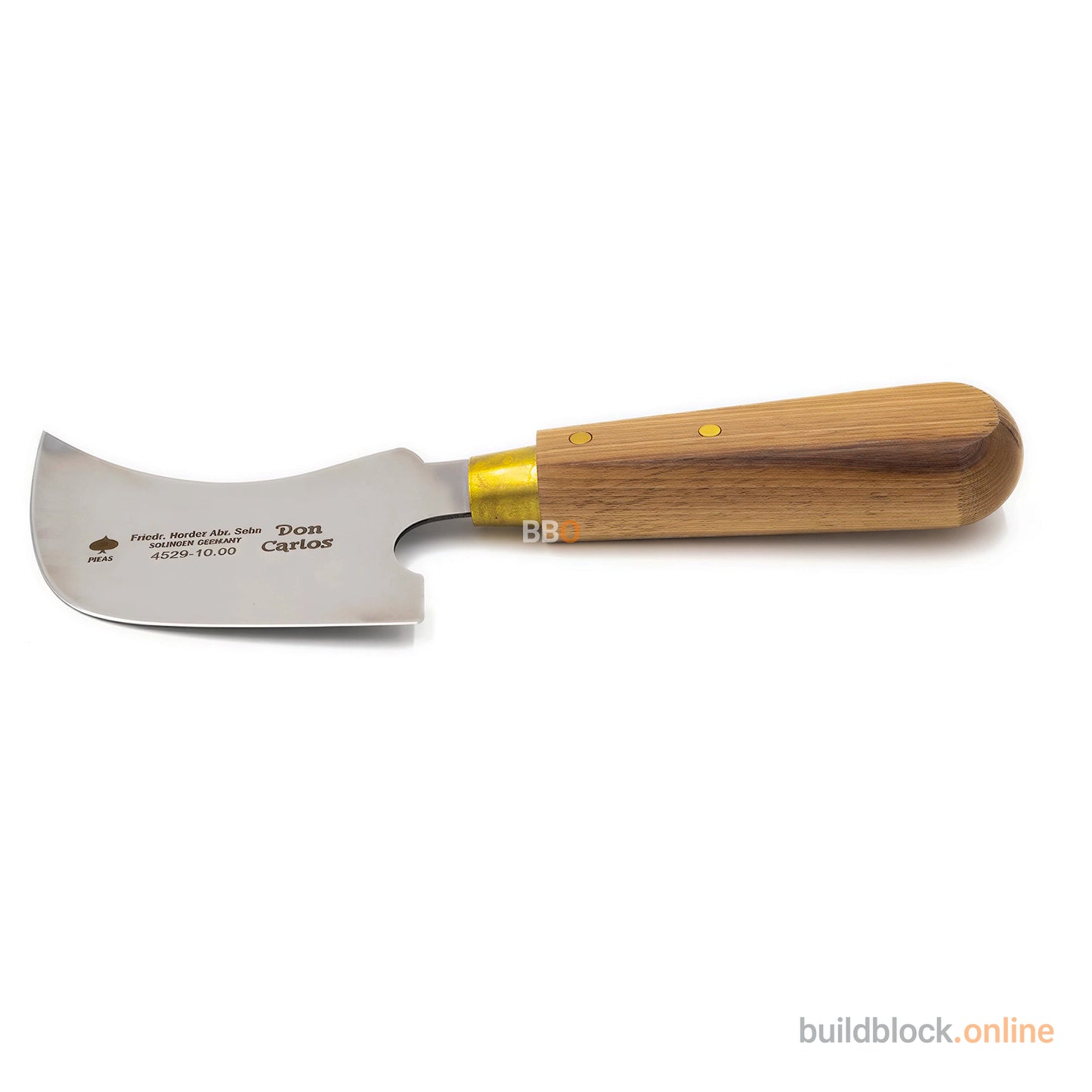 Curved blade putty knife with wooden handle for glazing or window installation