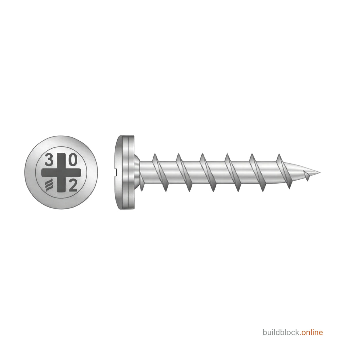 Photograph of the stainless pan head window screw 4.3 x 20mm