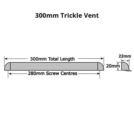 Premium Trickle Slot Vent for uPVC, Aluminium & Wooden Window - 300mm - Small - Build Block Online Ltd