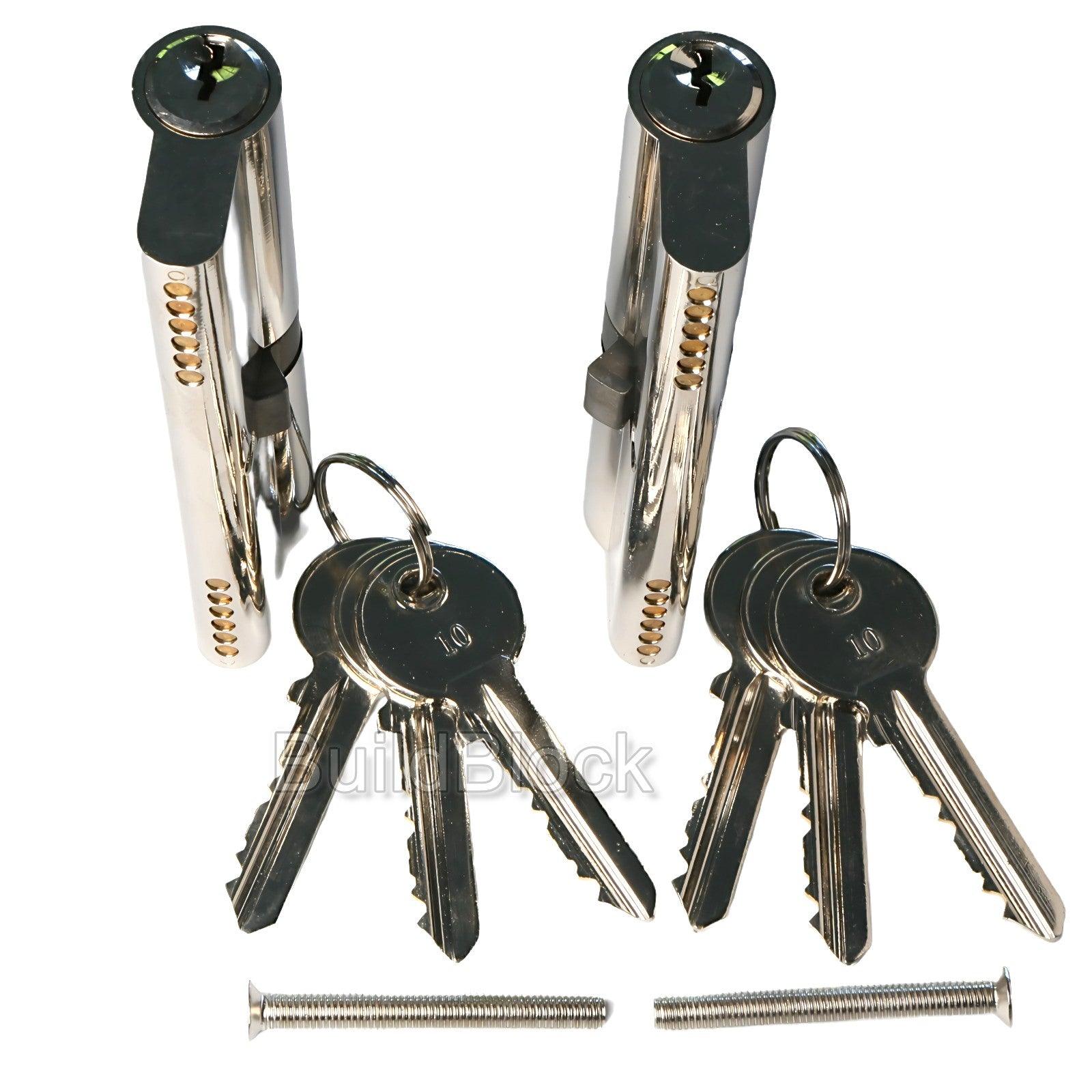 50 / 50 Nickel Key Alike Pair or single Euro Cylinder - Build Block Online Ltd