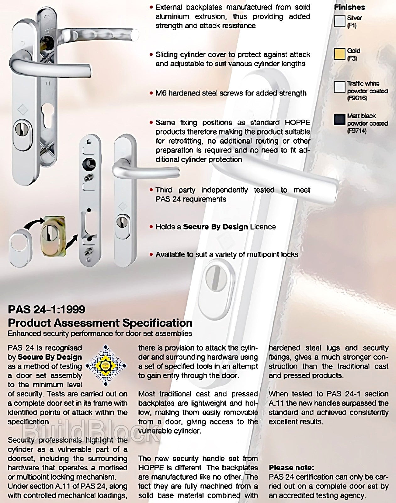 Very High Quality White Security Hoppe Door Handle set - Build Block Online Ltd