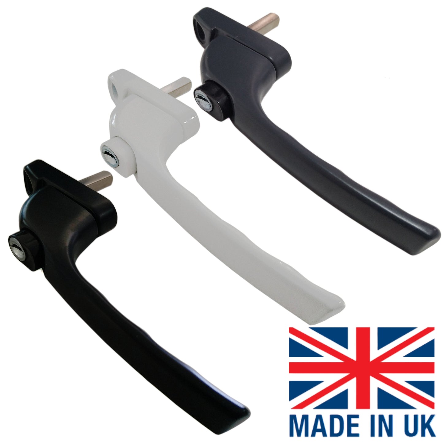 Satin Silver Window Handle with interchangeable spindles - Build Block Online Ltd