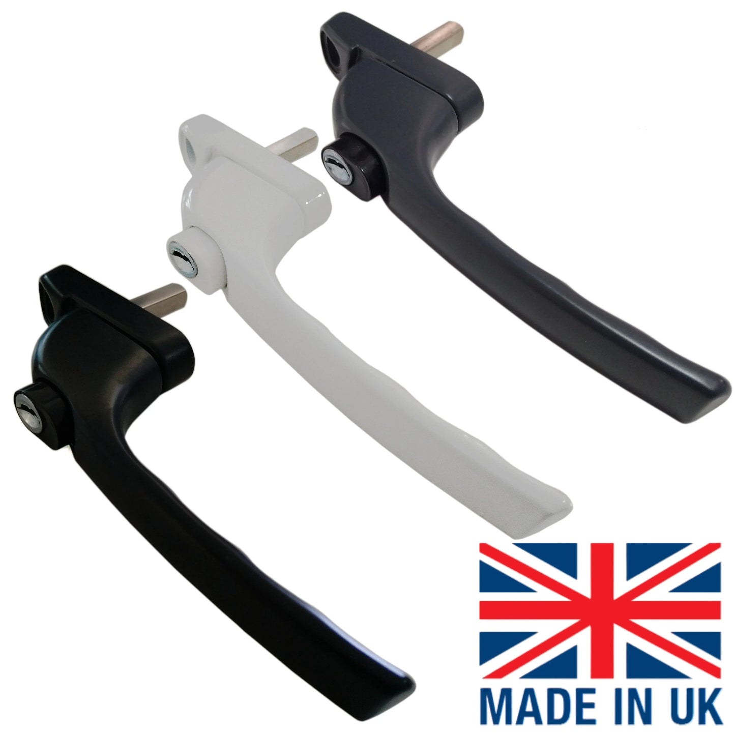 Black Window Handle with interchangeable spindle - Build Block Online Ltd