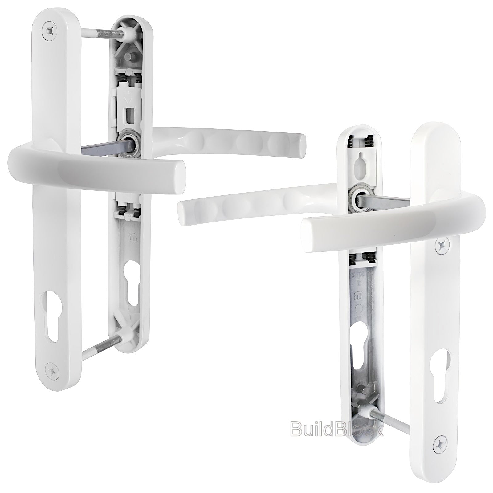 High Quality White Sprung Door Handle Set - Build Block Online Ltd